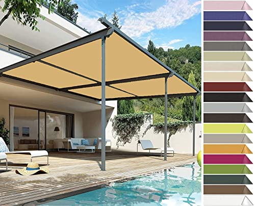 RYNS Sonnensegel Sonnenschutz Windschutz 250x300cm Wasserabweisend imprägniert 95% UV-Block Sonnensegel Rechter Winkel inkl Befestigungsseile Für Balkon Terrasse, Beige von RYNS