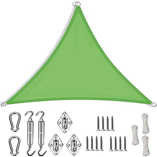 RYNS Sonnensegel Sonnenschutz dreieckig 1.2x1.2x1.2m Wetterbeständig mit UV Schutz Windschutz Sonnensegel Schattenspender mit Edelstahl Befestigungs Kit für Balkon, Garten Sonnensegel, Grün von RYNS