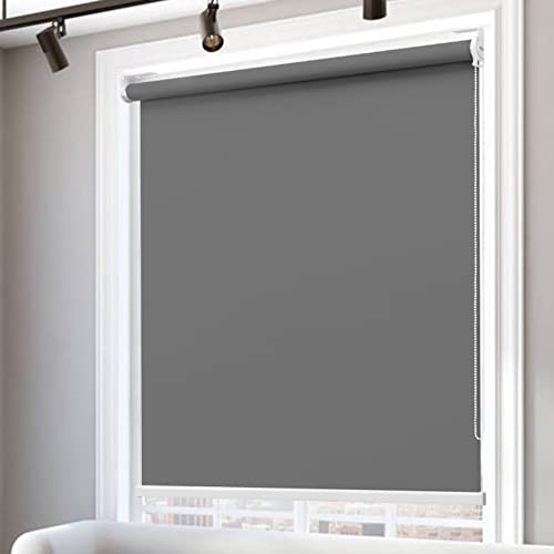 RYNS Verdunkelungsrollo Seitenzugrollo 70x200cm Lichtreflektion Lichtundurchlässig Dachfester Verdunkelungsrollo Doppelrollo Klemmrollo für Fenster & Türen Zebrarollo, Dunkelgrau von RYNS