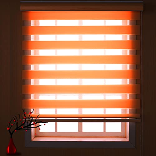 Seitenzugrollo Verdunklungsrollo 60x180cm Klemmfix ohne Bohren verdunkelnd Thermorollo Sichtschutz Verdunklungsvorhang für Fenster und Türen,Anpassbar, Orange von RYNS