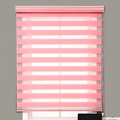 Seitenzugrollo Verdunklungsrollo 70x150cm Sonnenschutz Deckenmontag Deckenmontag Fensterrollo Doppelrollo Fensterrollo für Fenster/Türen Zebrarollo, Rosa von RYNS