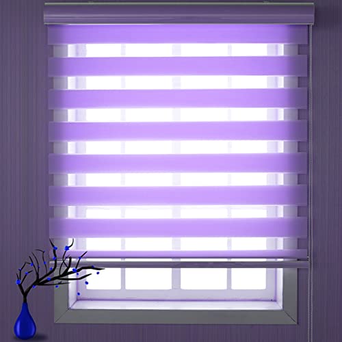 Verdunkelungsrollo Seitenzugrollo 70x200cm Lichtreflektion Lichtundurchlässig Verdunkelnd Sichtschutz Doppelrollo Klemmrollo für Fenster und Tür Fensterrollo, Lila von RYNS