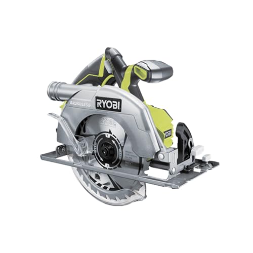 RYOBI 18 V ONE+ Brushless Akku-Handkreissäge R18CS7-0 (Sägeblatt-Ø 184mm, Schnitttiefe 90°/45° 60°/42mm, werkzeuglose Tiefeneinstellung, inkl.Sägeblatt, Parallelanschlag, ohne Akku & Ladegerät) von RYOBI