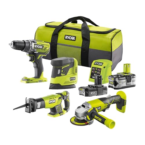 RYOBI 18 V ONE+ 8-tlg. Kombo-Kit R18CK4E-242S, 8-teilig, inkl. 1 x 2,0 Ah, 1 x 4,0 Ah Akku und Ladegerät von RYOBI
