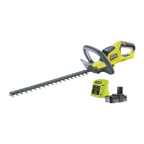 RYOBI 18V ONE+ Akku-Heckenschere RHT184520 (45cm diamantgeschliffenes Messer mit Einer Schnittstärke von 18mm, inkl. 1x 2Ah Akku und Lagegerät) von RYOBI