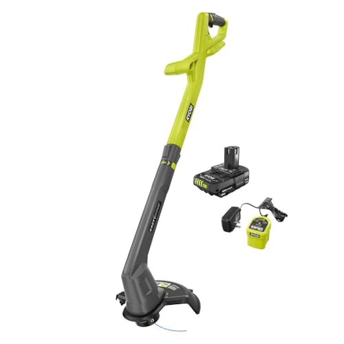 RYOBI ONE+ 18V 25.4 cm Akku-Rasentrimmer Rasentrimmer mit 2,0 Ah Akku und Ladegerät von RYOBI