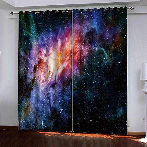 RYQRP Gardine Galaxy Vorhang Blickdicht Polyester mit Ösen für Schlafzimmer Kinderzimmer Wohnzimmer Dekoration 220x215cm von RYQRP