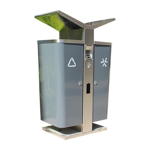 Abfalleimer for den Außenbereich, Mülleimer aus Edelstahl, Standmüllcontainer, rechteckiger Mülleimer for gewerbliches Recycling mit Doppelbehälter, Aschenbecher und Batteriebereich, öffentlich for Pa Abfalleimer for den Außenbereich, Mülleimer aus Edelstahl, Standmüllcontainer, rechteckiger Mülleimer for gewerbliches Recycling mit Doppelbehälter, Aschenbecher und Batteriebereich, öffentlich for Pa von RYRYR