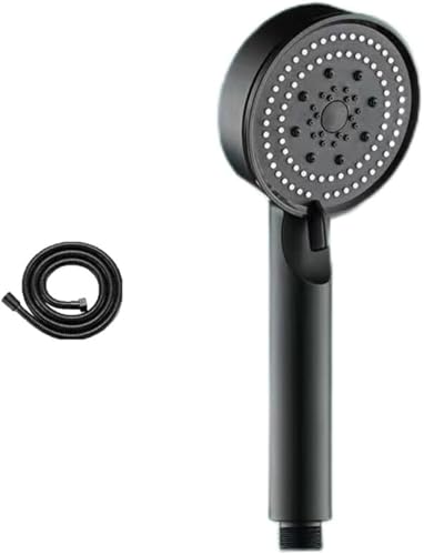 Duschkopf, 5 Modi Druckverstärkung Duschkopf Multifunktions-Einstellbare große Wasserdüse Massage Badezimmerzubehör(Black) von RYRYR