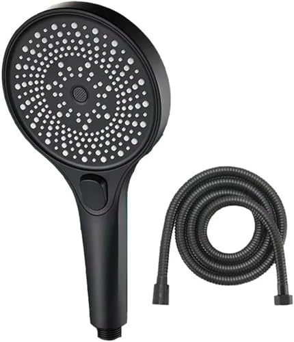 Duschkopf, Doppelduschkopf-Kombi-Set, Handbrause, Regendusche mit 1,5 m langem Wasserrohr, Edelstahl, Chrom(Black) von RYRYR