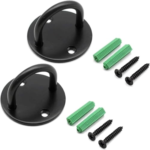 Hochleistungs-Hängeset for Hängesessel, Deckenaufhänger for Schaukeln, 2er-Set Schaukelhaken, runde Basis aus Edelstahl, U-förmig for Halterung(Black,50 mm) von RYRYR