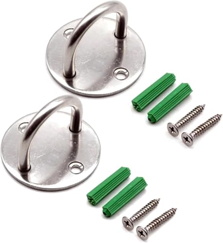 Hochleistungs-Hängeset for Hängesessel, Deckenaufhänger for Schaukeln, 2er-Set Schaukelhaken, runde Basis aus Edelstahl, U-förmig for Halterung(Silver,50 mm) von RYRYR
