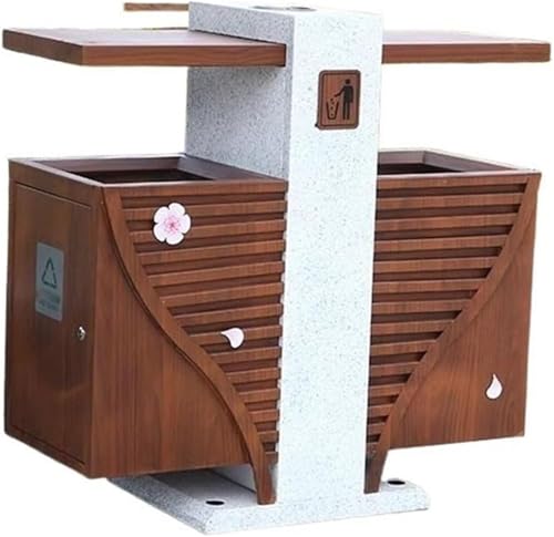 Mülleimer for den Außenbereich, Mülleimer, Recycling-Mülleimer, Müllcontainer, landschaftlich reizvolle Müllklassifizierung, Doppelfässer, große Grundstücksgemeinschaft, kreative Pfirsichblüten-Müllei von RYRYR