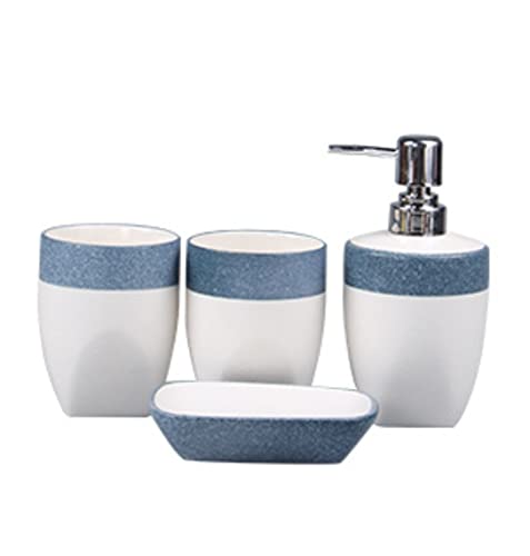 RYRYR Badezimmer-Zubehör-Sets mit Lotionspender, Zubehör-Set, 4-teilig, Seifen- oder Pumpschale, Heimkeramik, zur Dekoration, Einweihungsgeschenk, Wohnung(Grey) von RYRYR