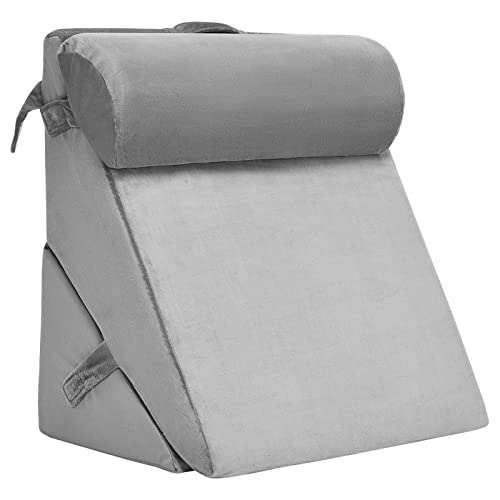 RYRYR Klappbares, verstellbares Memory Foam-Neigungskissensystem mit Kopfstütze und waschbarem Bezug, Stützkissen for die Bein-Rückenlehne for Lesen Schlafen(Grey) von RYRYR