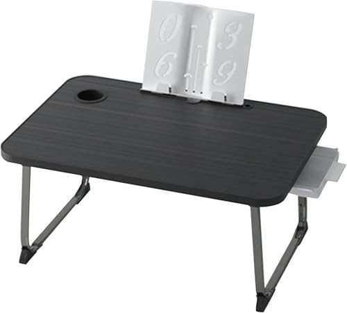 RYRYR Laptoptisch for Sofa, Betttisch, Laptop-Schreibtisch, tragbarer, klappbarer Tablet-Betttablett-Schreibtisch mit Aufbewahrungsschublade, 70 x 40 x 30 cm(Black) von RYRYR
