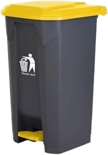 RYRYR Mülleimer for draußen for drinnen, stehende Abfallbehälter, großer kommerzieller Fußpedaltyp mit Deckel, Haushaltsküche, Großraumbox, öffentlich for Parks(Yellow,30L) von RYRYR