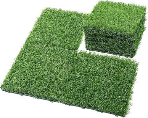 RYRYR Quadratische Kunstrasenmatten, Kunstrasenfliesen, 10 Stück 12 x Zoll, realistische Rasenfliesen, ineinandergreifende quadratische Kunstrasendeckfliesen RYRYR Quadratische Kunstrasenmatten, Kunstrasenfliesen, 10 Stück 12 x Zoll, realistische Rasenfliesen, ineinandergreifende quadratische Kunstrasendeckfliesen von RYRYR