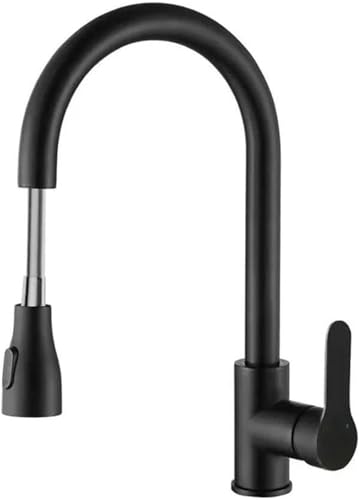 Schwenkbarer Wasserhahn-Düsenadapter for Küchenspüle, 360° drehbarer Teleskop-Wasserhahn, zwei Wasserauslassmodi umschaltbar, Trend-Wasserhahn, geeignetes Badezimmerwaschbecken(Black) von RYRYR
