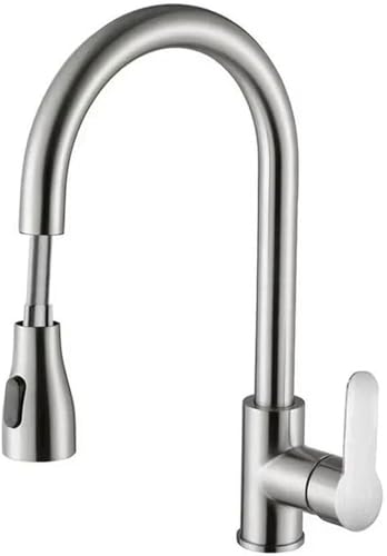 Schwenkbarer Wasserhahn-Düsenadapter for Küchenspüle, 360° drehbarer Teleskop-Wasserhahn, zwei Wasserauslassmodi umschaltbar, Trend-Wasserhahn, geeignetes Badezimmerwaschbecken(Silver) von RYRYR