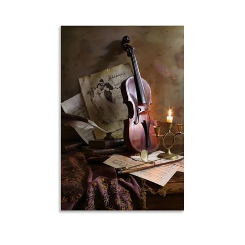 RYTRHNCV Ästhetischer Kunstdruck auf Leinwand, Motiv: Stillleben mit Violine, Heimdekoration für Schlafzimmer, Wohnzimmer, 60 x 90 cm, ungerahmt RYTRHNCV Ästhetischer Kunstdruck auf Leinwand, Motiv: Stillleben mit Violine, Heimdekoration für Schlafzimmer, Wohnzimmer, 60 x 90 cm, ungerahmt von RYTRHNCV
