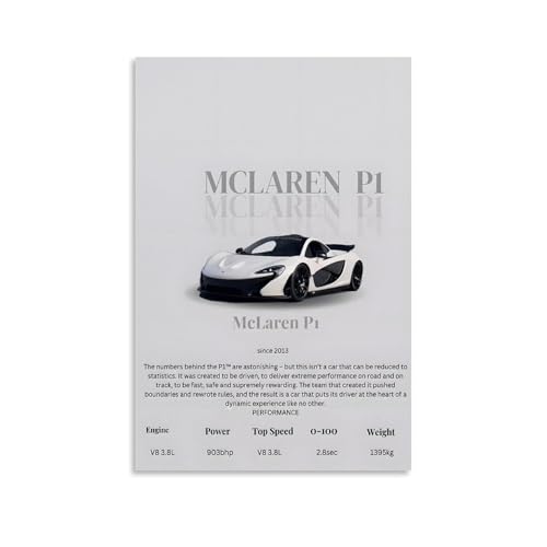 RYTRHNCV Mclaren P1 Hyper Car Poster, ästhetischer Leinwand-Kunstdruck, Heimdekoration für Schlafzimmer, Wohnzimmer, 40 x 60 cm, ungerahmter Stil RYTRHNCV Mclaren P1 Hyper Car Poster, ästhetischer Leinwand-Kunstdruck, Heimdekoration für Schlafzimmer, Wohnzimmer, 40 x 60 cm, ungerahmter Stil von RYTRHNCV