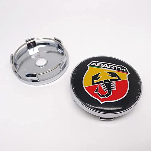 RYUJI 4 STÜCKE Auto Felgendeckel,für FIAT 500 Abarth Scorption 60mm Radnabe Nabenkappe Abzeichen Styling Zubehör von RYUJI