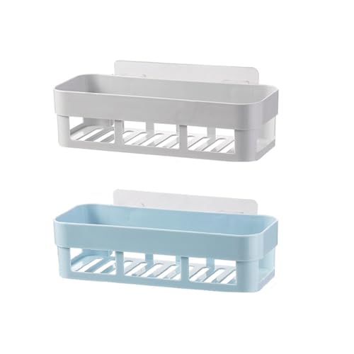 RYUQW3RE Duschregale 2-stöckiges Wandregal for Toiletten, Badezimmer-Organizer(Gray+Blue) von RYUQW3RE