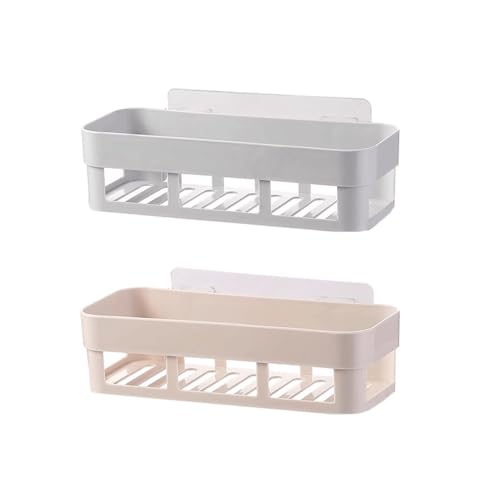 RYUQW3RE Duschregale 2-stöckiges Wandregal for Toiletten, Badezimmer-Organizer(Gray+Khaki) von RYUQW3RE