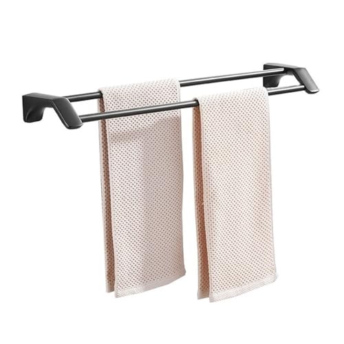 RYUQW3RE Duschregale Doppelter Handtuchhalter aus Edelstahl fürs Badezimmer – Wandmontage, kein Bohren(Black,50cm) von RYUQW3RE