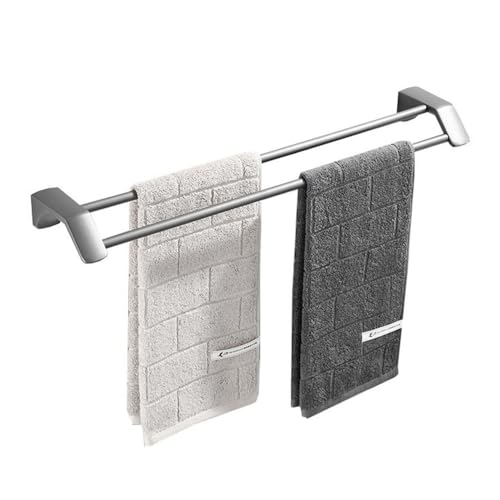 RYUQW3RE Duschregale Doppelter Handtuchhalter aus Edelstahl fürs Badezimmer – Wandmontage, kein Bohren(Gun Gray,50cm) von RYUQW3RE