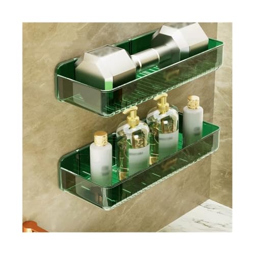 RYUQW3RE Duschregale Wandregal ohne Bohren for Badezimmer, 2-stufiger Toilettenartikel-Organizer aus Kunststoff(Green) von RYUQW3RE