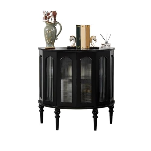 RYUQW3RE Eingangstisch, Halbrunder Eingangsschrank aus massivem Vintage-Holz mit Stauraum, schmaler Flurtisch for das Eingangsfoyer Konsolentisch(90cm) von RYUQW3RE