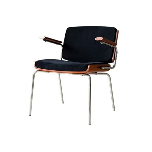 RYUQW3RE Esszimmerstühle Mid Century Esszimmerstühle, Samtgepolsterter Sessel mit Holzhandlauf for Küche und Wohnzimmer(Black) von RYUQW3RE