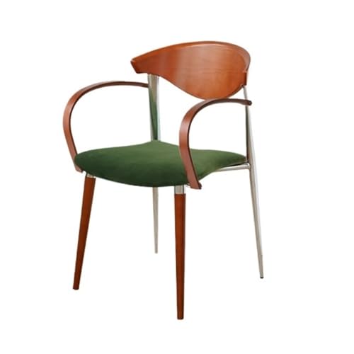 RYUQW3RE Esszimmerstühle Mid-Century Esszimmerstühle aus Holz mit geschwungener Rückenlehne und Metallbeinen(Green) von RYUQW3RE