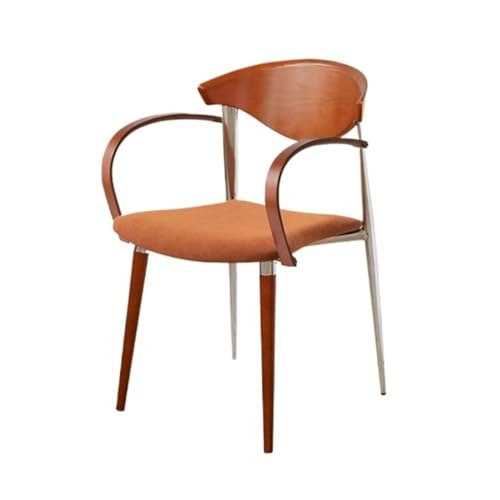 RYUQW3RE Esszimmerstühle Mid-Century Esszimmerstühle aus Holz mit geschwungener Rückenlehne und Metallbeinen(Orange) von RYUQW3RE
