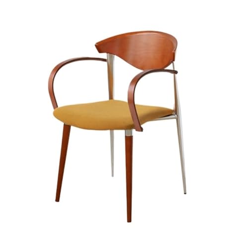 RYUQW3RE Esszimmerstühle Mid-Century Esszimmerstühle aus Holz mit geschwungener Rückenlehne und Metallbeinen(Yellow) von RYUQW3RE