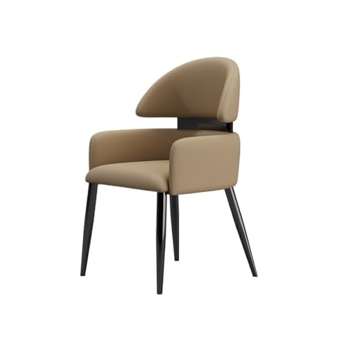 RYUQW3RE Esszimmerstühle Mid-Century Modern Esszimmerstühle mit Armlehnen aus Kunstleder und schwarzen Metallbeinen(Brown) von RYUQW3RE