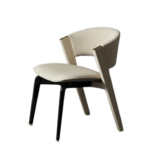 RYUQW3RE Esszimmerstühle Minimalistische Esszimmerstühle mit echtem Leder, Moderne Wohnmöbel(Beige+Black) von RYUQW3RE