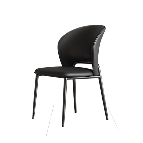 RYUQW3RE Esszimmerstühle Minimalistischer Esszimmerstuhl aus Leder, moderner Hocker for Zuhause, bequem(Black) von RYUQW3RE