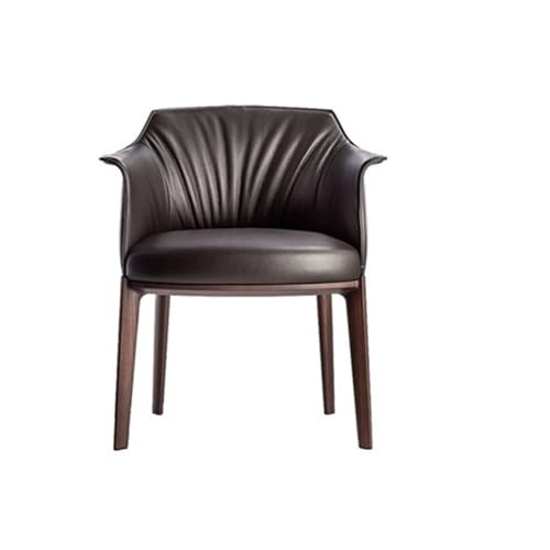 RYUQW3RE Esszimmerstühle Minimalistischer Esszimmerstuhl aus Massivholz, Hocker mit Lederrückenlehne(Brown) von RYUQW3RE