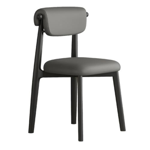 RYUQW3RE Esszimmerstühle Minimalistischer Esszimmerstuhl aus Massivholz mit Rückenlehne aus echtem Leder(Gray) von RYUQW3RE