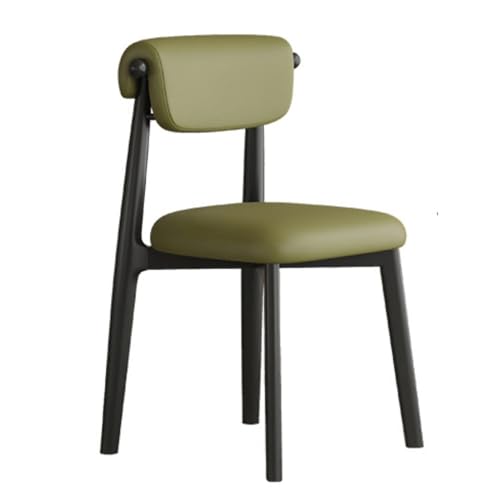 RYUQW3RE Esszimmerstühle Minimalistischer Esszimmerstuhl aus Massivholz mit Rückenlehne aus echtem Leder(Green) von RYUQW3RE