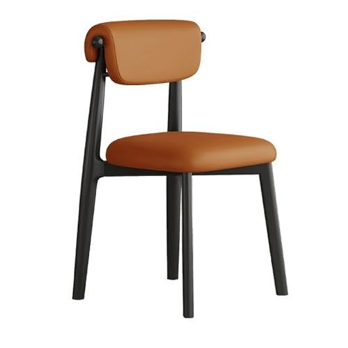 RYUQW3RE Esszimmerstühle Minimalistischer Esszimmerstuhl aus Massivholz mit Rückenlehne aus echtem Leder(Orange) von RYUQW3RE
