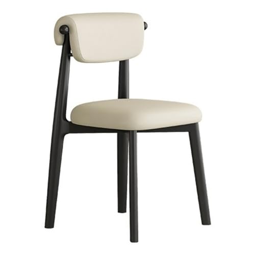 RYUQW3RE Esszimmerstühle Minimalistischer Esszimmerstuhl aus Massivholz mit Rückenlehne aus echtem Leder(White) von RYUQW3RE
