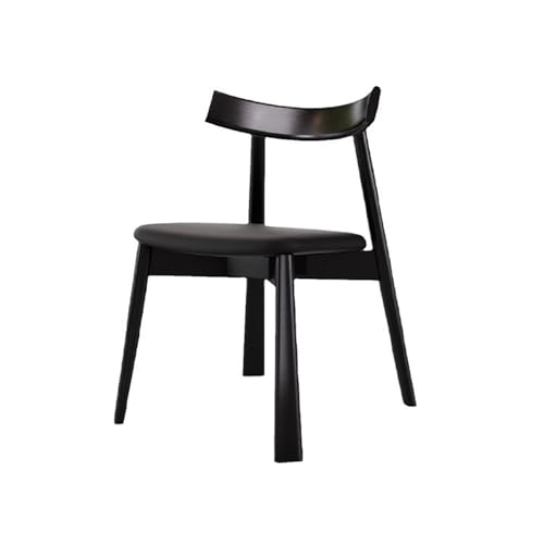 RYUQW3RE Esszimmerstühle Minimalistischer Esszimmerstuhl aus Massivholz mit Rückenlehne im Retro-Stil(Black) von RYUQW3RE