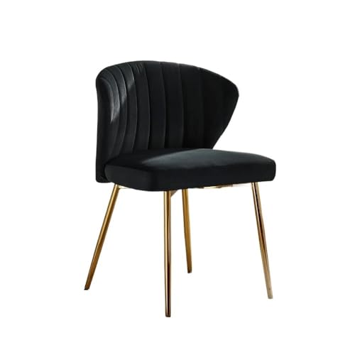 RYUQW3RE Esszimmerstühle Samt-Akzentstuhl, Moderne getuftete Rückenlehne, Metallbeine for das Wohnzimmer(Black) von RYUQW3RE