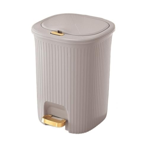 RYUQW3RE Küchenmülleimer 8/10/15/20L schmaler Mülleimer mit Deckel und goldenem Pedal for Bad und Küche(Gray,15L) von RYUQW3RE