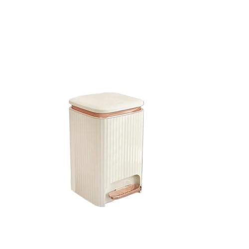 RYUQW3RE Küchenmülleimer Badezimmer-Mülleimer, Küchen-Mülleimer mit Fußpedal und Druckdeckel, einfach(Milky White,15L) von RYUQW3RE