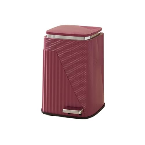 RYUQW3RE Küchenmülleimer Großer quadratischer europäischer Mülleimer mit Fußpedal for Küche, Wohnzimmer, Badezimmer(Rose red,S) von RYUQW3RE
